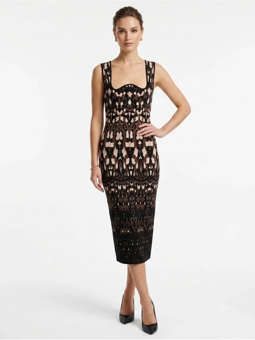 body print bodycon dress Express | Dresses | Nwt Express Contour Knit Midi Large Black Abstract Cutest sublimation print dress Femme hauteur Betsy & Adam Off-The-Shoulder Size:M (Sizes 6-8)